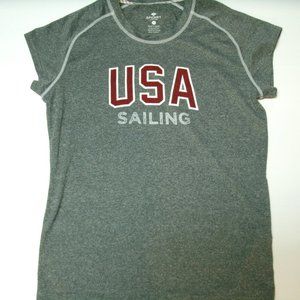 Sperry Womens T-Shirt USA Sailing Team Gray Red Short Sleeve Size Small Olympics